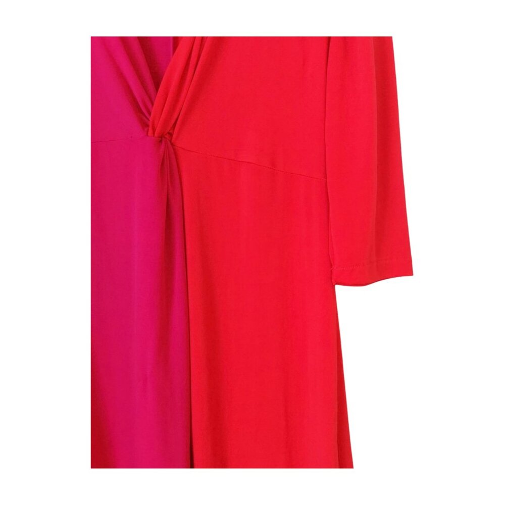 Sfera Collection Two-Tone Fuchsia Pink & Red Midi Dress Size Medium - Picture 10 of 14